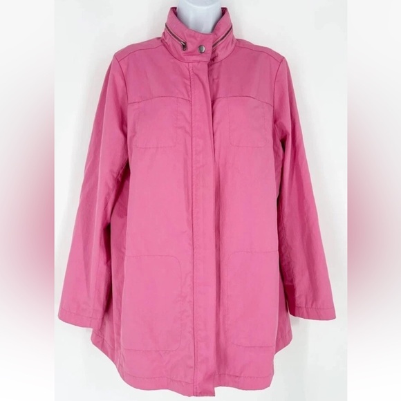 J. Jill Jackets & Blazers - J. Jill Pink Raincoat Windbreaker Sz S Hidden Hood